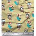 thumbnail image 1 of Soimoi Beige Heavy Canvas Fabric Owl Tribal Printed Fabric 1 Yard 58 Inch Wide, 1 of 3