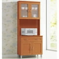 thumbnail image 1 of Hodedah Kitchen Cabinet with Top / Bottom Enclosed Cabinet Space in Cherry Wood, 1 of 4