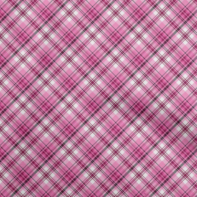 oneOone Polyester Spandex Pink Fabric Check Craft Projects Decor Fabric Printed By The Yard 56 Inch Wide