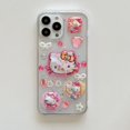 thumbnail image 1 of Funda de teléfono de arena movediza con lazo de perlas 3D Sanrio para IPhone 14, 13, 12, 11 Pro Max, transparente, Y2k, regalo para niña Fivean unisex, 1 of 2