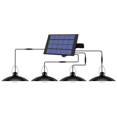 

Irfora Solar Pendant Light 4-head Outdoor Waterproof Solar Powered Shed Lights Rechargeable LED Ceiling Lamp Auto Illuminating Hanging Lights for Yard Garden Patio Gate Street