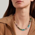 thumbnail image 3 of Collar KissYan de cuentas con piedras naturales chapado en oro de 14K, 43 cm, 3 of 8