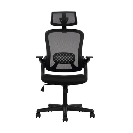 MAINSTAYS ERGONOMIC OFFICE CHAIR WITH ADJUSTABLE HEADREST, BLACK FABRIC, 275LB CAPACITY