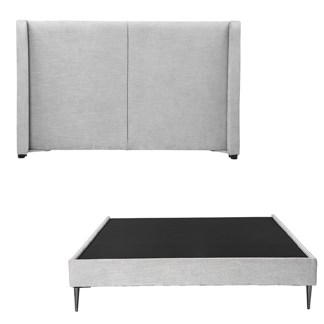 Box Base Cama Slim Individual + Cabecera Milán Gris claro