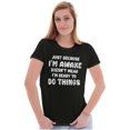 thumbnail image 3 of Funny I'm Awake But Not Ready Joke Womens Slim Fit Graphic Tee Brisco Brands S, 3 of 6