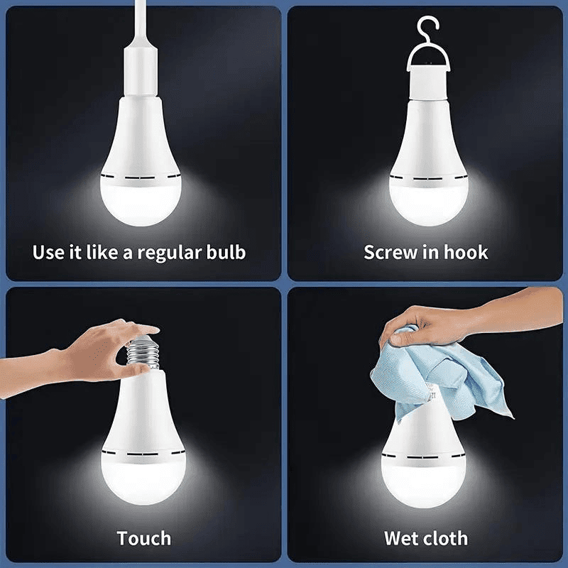 8PCS/4PCS Rechargeable LED Light Bulbs 80W Equivalent 1200mAh Battery Backup for Power Outages Emergency Use A19 Size E26/E27 Socket Portable Flashlight