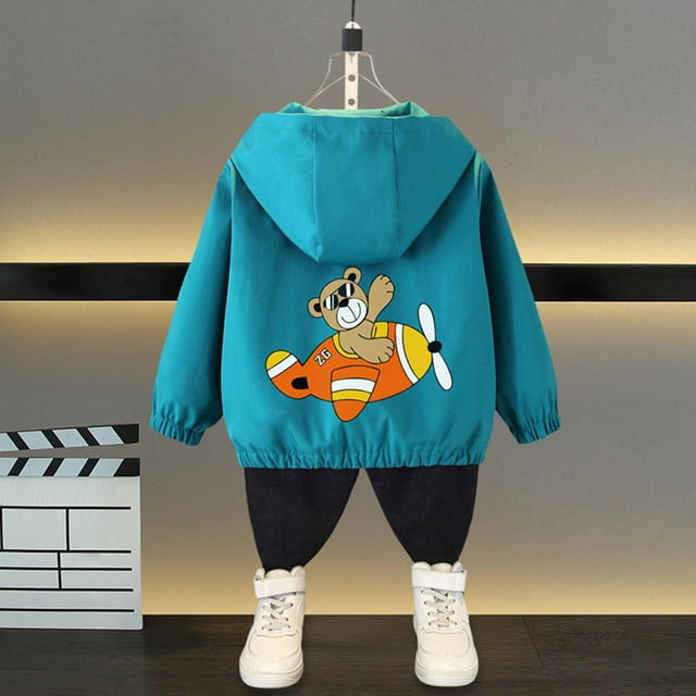 LOVZFMLL Vestes pour Filles Printemps Veste à Manches Longues à Capuche Décontractée Fine 5-6 Ans