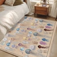 thumbnail image 5 of Jellyfish Washable Area Rugs 2.7'x5', Retro Blue White Brown Purple Jellyfish Linen Texture Low Pile Throw Living Room Rug Non-Slip Sturdy Edge Binding Carpet for Indoor Entryway Bedside Kitchen, 5 of 9