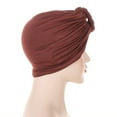thumbnail image 5 of Women's Cancer Turban - Floral Ethnic Design - Soft Hair Cover - Chemotherapy Headwear - Comfort Stretch Fit Coffee,One Size, 5 of 6