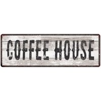 COFFEE HOUSE Ship Lap Look Distressed Metal Sign 6x18 Country Wall Décor .025 Thick Gloss G61800136