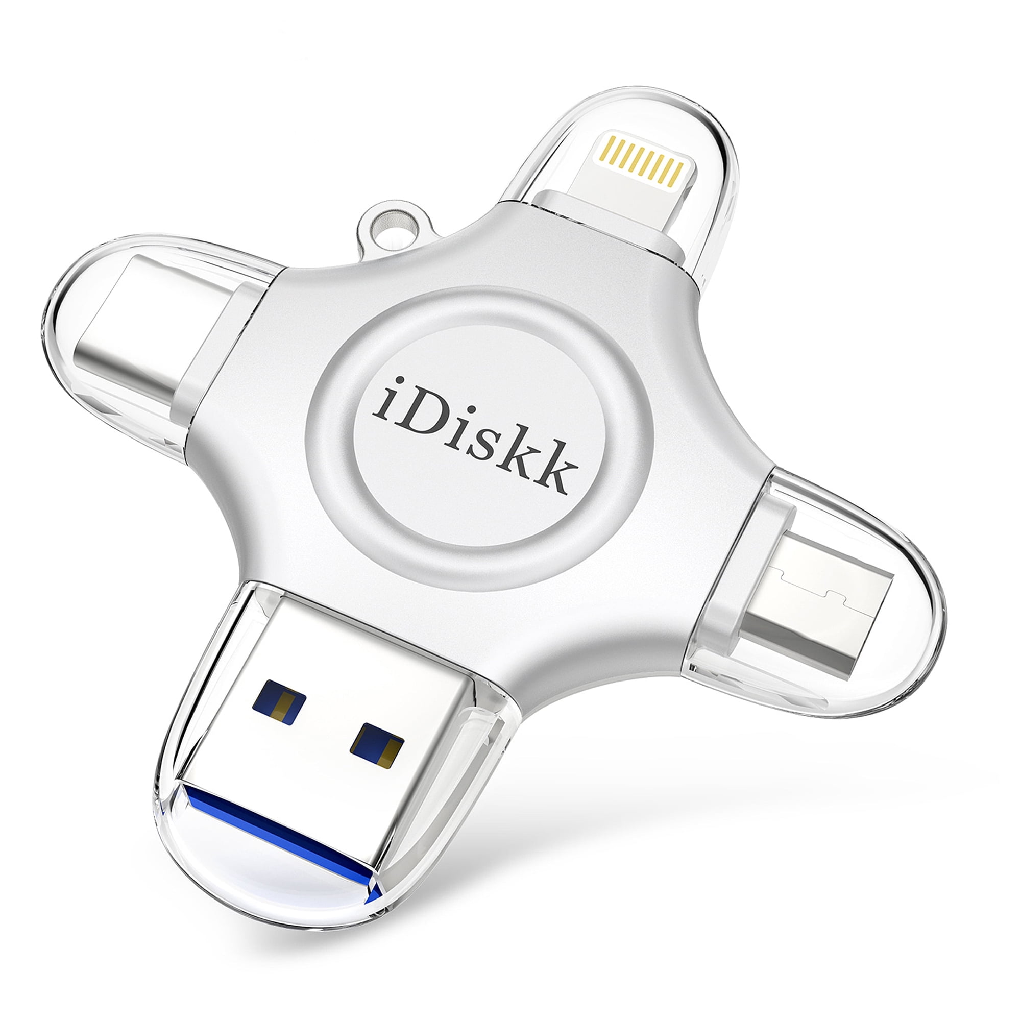 iDiskk MFi Certified 4 in 1 Photo Stick 256GB Flash Drive for Photo & Video Backup, File Save & Transfer, USB & Multiport Connection
