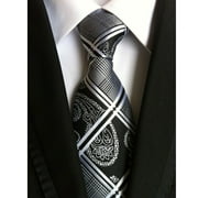 Simday New Black Floral WOVEN JACQUARD Silk Men's Suits Tie Necktie
