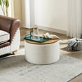 thumbnail image 4 of Zesthouse 23.6'' Wide Upholstered Storage Ottoman with Tray, Boucle Fabric Footrest Stool with Removable Wooden Lid, Small Coffee Table for Living Room, White, 4 of 10