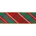 thumbnail image 2 of LaRibbons 2 1/2" Wired Dupioni Ribbon, Red/Green/Gold Plaid Bias Cut w/ Double-Fused Gold Backing, 10 Yard Roll, 2 of 6