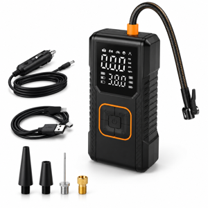 Black Portable 150PSI Cordless 12V DC Tire Inflator Pump for Cars Bikes Balls
