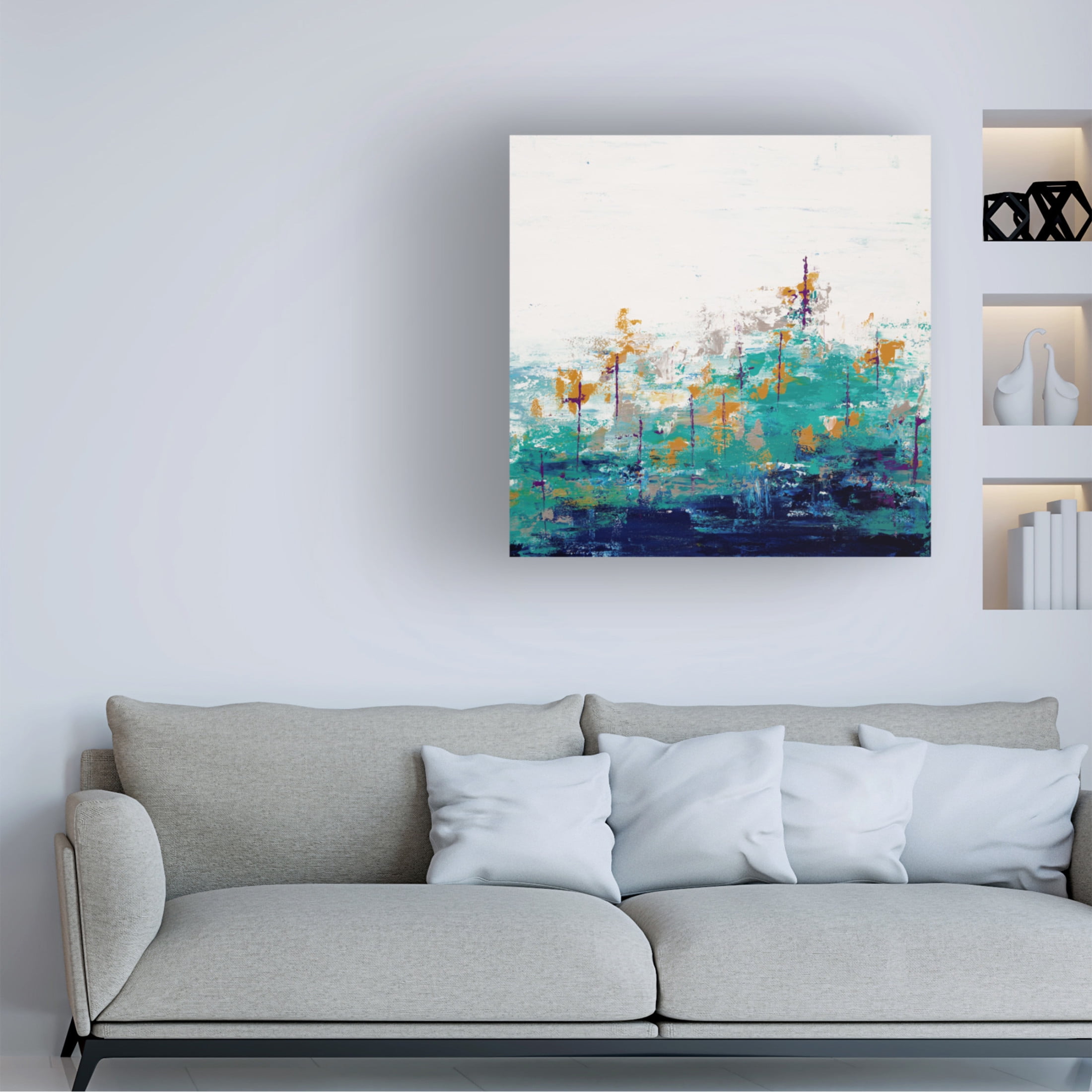 Canvas Wall Art - Hilary Winfield 'Blue Lake 14' Wall Art for Living Room, Bedroom, or Office Décor by Trademark Fine Art - 35 x 35 Inches