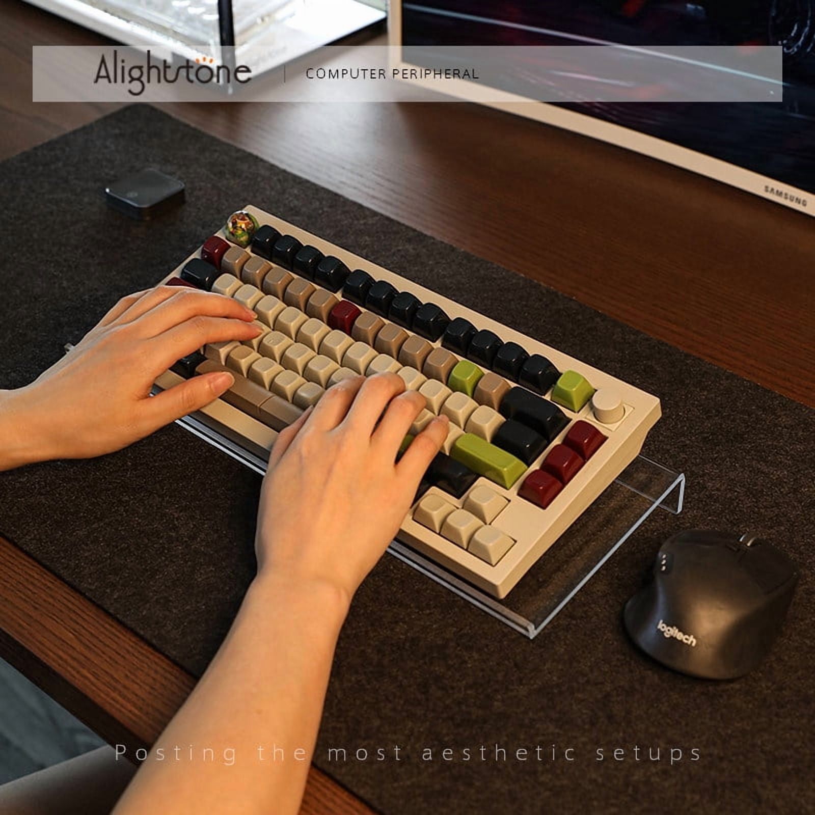 Acrylic Keyboard Riser Stand, Ergonomic Tilted Keyboard Holder for Desk, Clear Desktop Stand