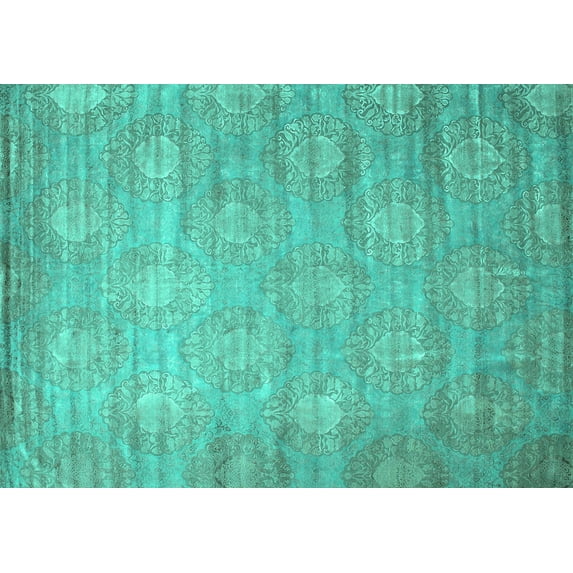 Ahgly Company Machine Washable Indoor Rectangle Abstract Turquoise Blue Contemporary Area Rugs, 2' x 4'