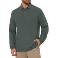 thumbnail image 5 of INSPIRE CHIC Men's Classic Solid Color Long Sleeves Basic Golf Polo T-Shirts L Gray, 5 of 6