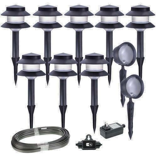 Set of 10 Flood Path Light Low Voltage LED Outdoor Garden Landscape Walkway Lamp