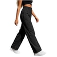 thumbnail image 6 of Nugftut Cargo Pants for Women High Waist Wide Leg Loose Casual Trouser with Pockets, 6 of 7