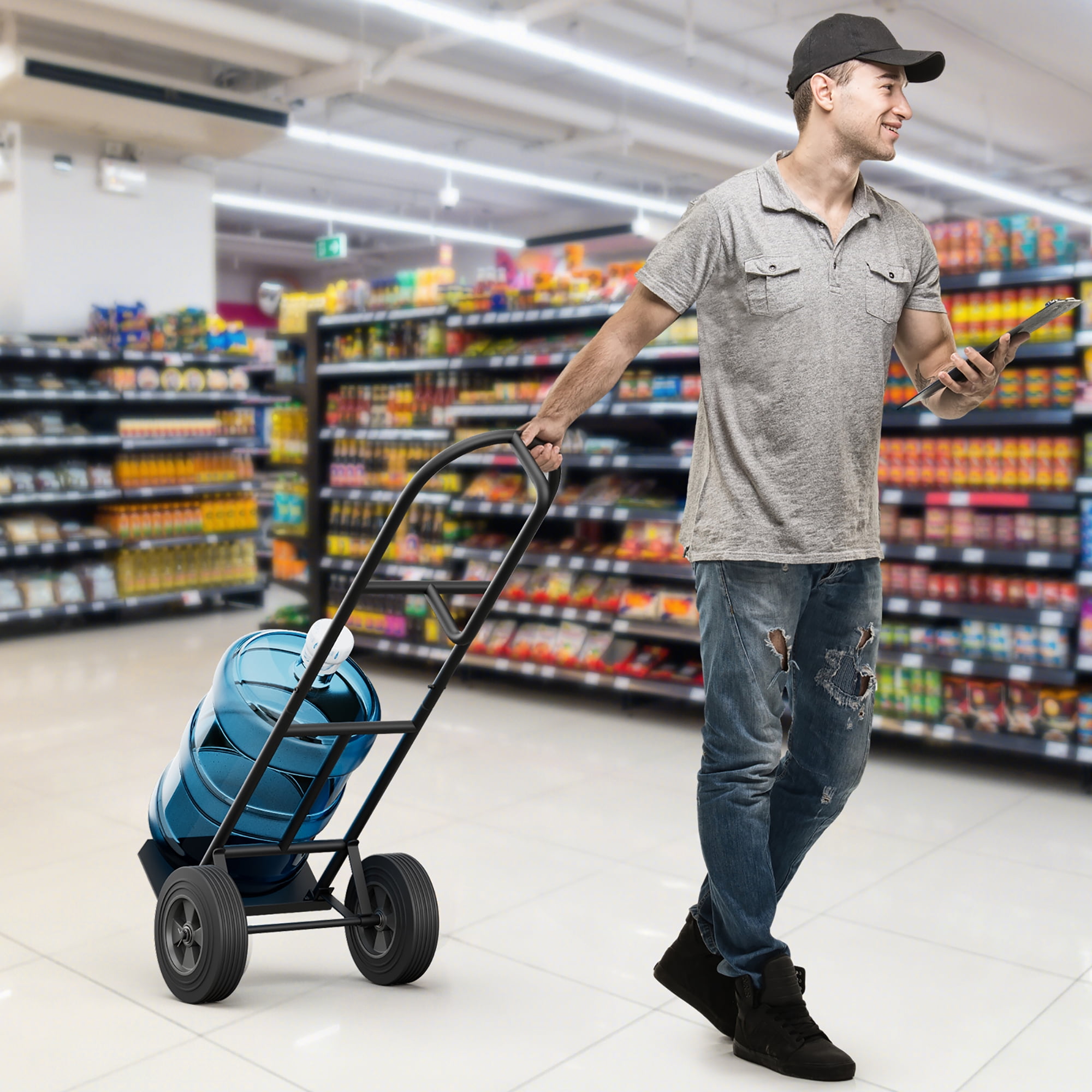 Gymax Heavy Duty Hand Truck Metal Dolly Cart w/ P-Handle & Rubber Wheels 770 LBS Max Load