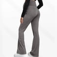 thumbnail image 4 of KANG Fashion Women's High-Waisted Maternity Yoga Pants Crossed Support Belly Band Flattering Flared Leg Design Soft Stretchy Comfortable Prenatal Workout Leggings Grey L, 4 of 6