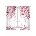 thumbnail image 2 of Sheer Curtains 63 Inches Long, Pink Eucalyptus Leaves Light Filtering Window Curtains for Living Room/Bedroom, Summer Botanical Watercolor Rod Pocket Voile Sheer Curtain Drapes, 52"W x 63"L, 2 Panels, 2 of 8
