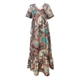 thumbnail image 3 of Womens Flowy Boho Floral Paisley Long Dress Summer Loose Fit V Neck Short Sleeve Casual Maxi Gown, 3 of 5