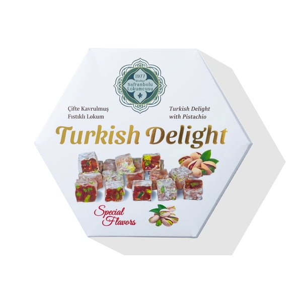 Meşhur Safranbolu Lokumcusu Turkish Delight with Pistachios – Gourmet Turkish Candy Gift Box, 7.1 oz