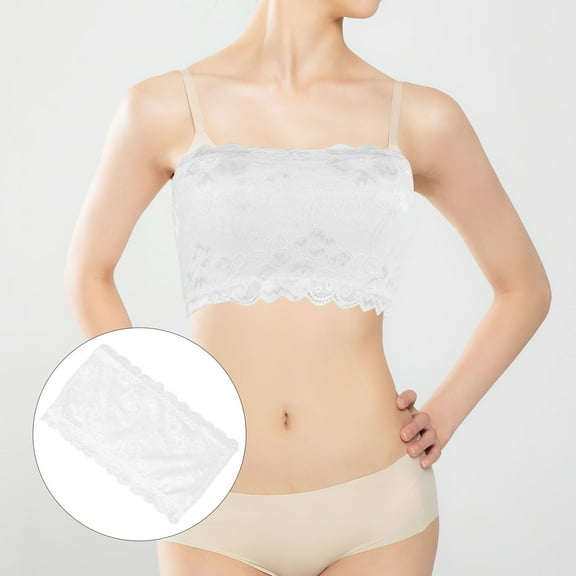 COSMOBETTY Floral Bandeau Tops for Women in White 1Pack