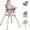 Gray, variant on Babyomi Convertible High Chair for 2 Babies, 11-in-1 Wooden Booster with Double Easy-Clean Trays & PU Cushion,White Gray