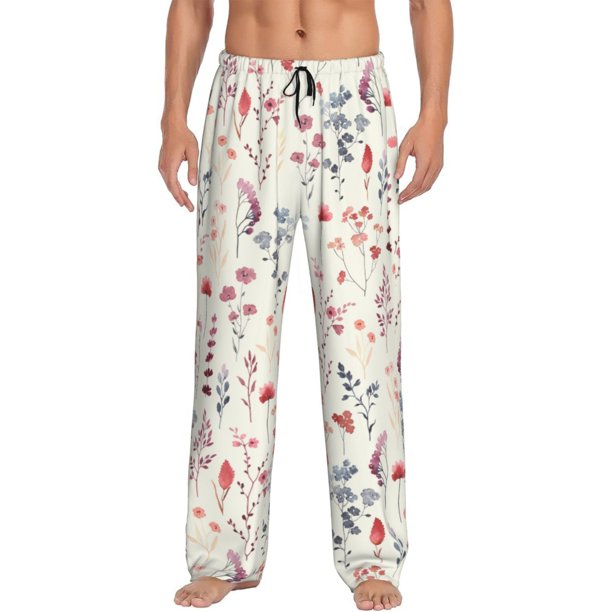 Balery Wildflower Watercolor 3 Pantalones de pijama para hombre, pijama ultraligero, pantalón de descanso-Medium