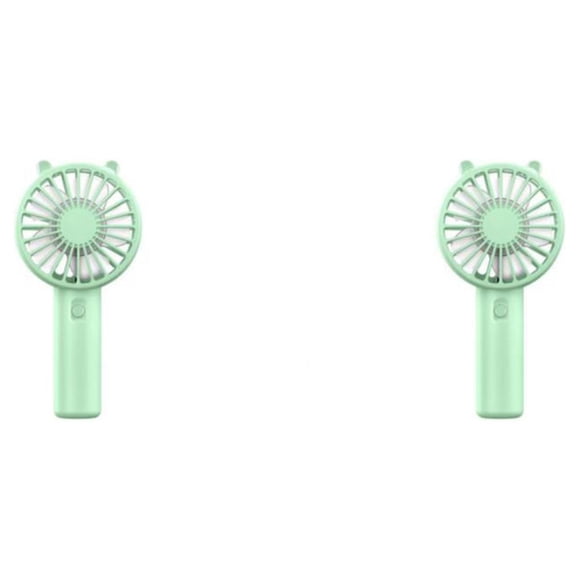 Billuyoard Ventilador de mano USB de escritorio recargable con base pequeño maquillaje pestañas enfriador niñas niños al aire libre oficina Verde 2Conjunto