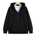 thumbnail image 3 of Plus Size Casual Lightweight Full-Zip Coat with Drawstring Hoodie for Everyday and Wear, 3 of 4