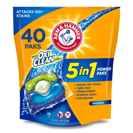 ARM & HAMMER plus OxiClean 5-in-1 Power Paks, 40 Count (Packaging may vary)