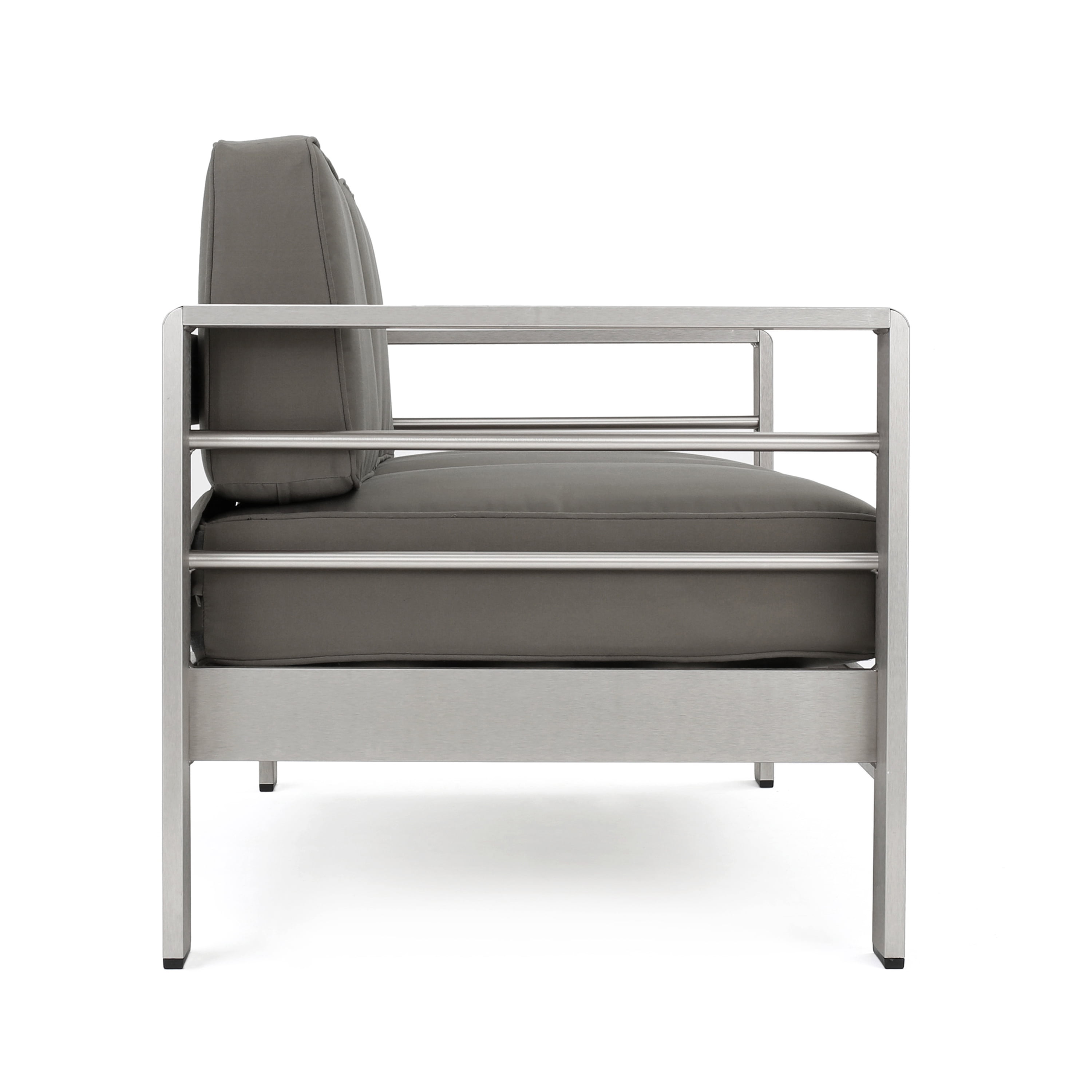 Outdoor Aluminum Frame Double Seat Loveseat, Lightweight Leisure Sofa for Patio Garden, Gray