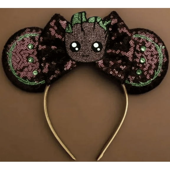 Groot Inspired Minnie Ears, Brown Ears, White Ears, Avengers Mickey Ears