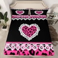 thumbnail image 2 of jejeloiu Leopard Cheetah Pattern Bed Sheets,Cute Loves Heart King Sheets,Pink White Black Sheet Set For Adults,Super Cozy Room Decor,4pcs, 2 of 7
