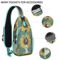 thumbnail image 2 of Floral Sunflower Pattern Sling Backpack, Lightweight Durable Crossbody Daypack, Adjustable Strap, Multiple Compartments for Travel, Outdoor Activities, 2 of 5