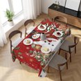 thumbnail image 3 of Red Christmas Snowman Table Cloth Waterproof Tablecloths, Xmas Snowflake Elk Tree Balls Tablecloth Dining Table Cover for Kitchen Party Tabletop Outdoor, Rectangle Tablecloth 54x108 Inch, 3 of 9