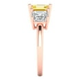 thumbnail image 3 of 4.0ct square emerald cut yellow Zircon 18k rose gold 3 stone Bridal Wedding Engagement Promise Anniversary Ring for Women size 7.25, 3 of 7
