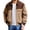 B_ Khaki, variant on Men’S Color Block Lapel Collar Bomber Coat, Patch Chest Pocket, Sleeve Utility Pocket, Relaxed Fit for Woodshop Projects Brown M