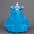 thumbnail image 4 of HJYCHN Dresses for Girls Short Puff Sleeve Long Formal Dress with Embroidered Bodice and Ribbon for Girls' Dresses 9-10 Years, 4 of 9