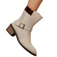 thumbnail image 5 of Mfakffe Women's Side Zipper Classic Chunky Heel Boots Winter Casual Pointed Toe Booties Sweater Back Stretch Slip On Fall Short Boots, 5 of 5