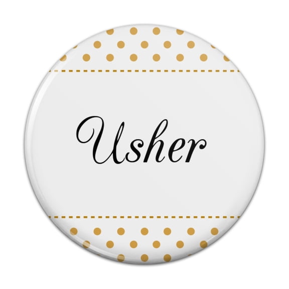 Usher Wedding Elegant Polka Dots Pinback Button Pin Badge - 2.25" Diameter