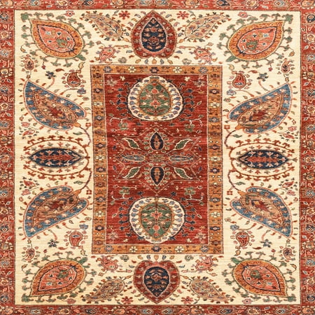 

Ahgly Company Indoor Square Abstract Grapefruit Red Area Rugs 6 Square