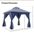 thumbnail image 3 of LAUSAINT HOME 10'x10' Outdoor Patio Gazebo, Heavy Duty Semi-Permanent Gazebo Tent with Double Roof, Mosquito Netting & Privacy Curtains, Metal Frame Backyard Canopy for Garden, Lawn, Party, Navy Blue, 3 of 10