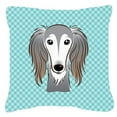thumbnail image 2 of Checkerboard Pink Saluki Fabric Decorative Pillow, 2 of 3