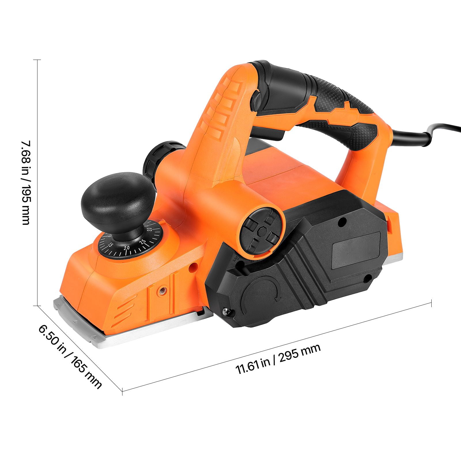 Hand Planer with 3-1/4" Planing Width, 1/8" Depth, Adjustable Knob, Chamfering Groove, for Woodworking DIY Projects
